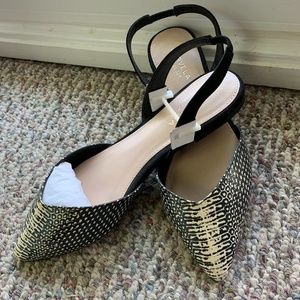 faux snakeskin slingback flats EU:39 (never worn)
